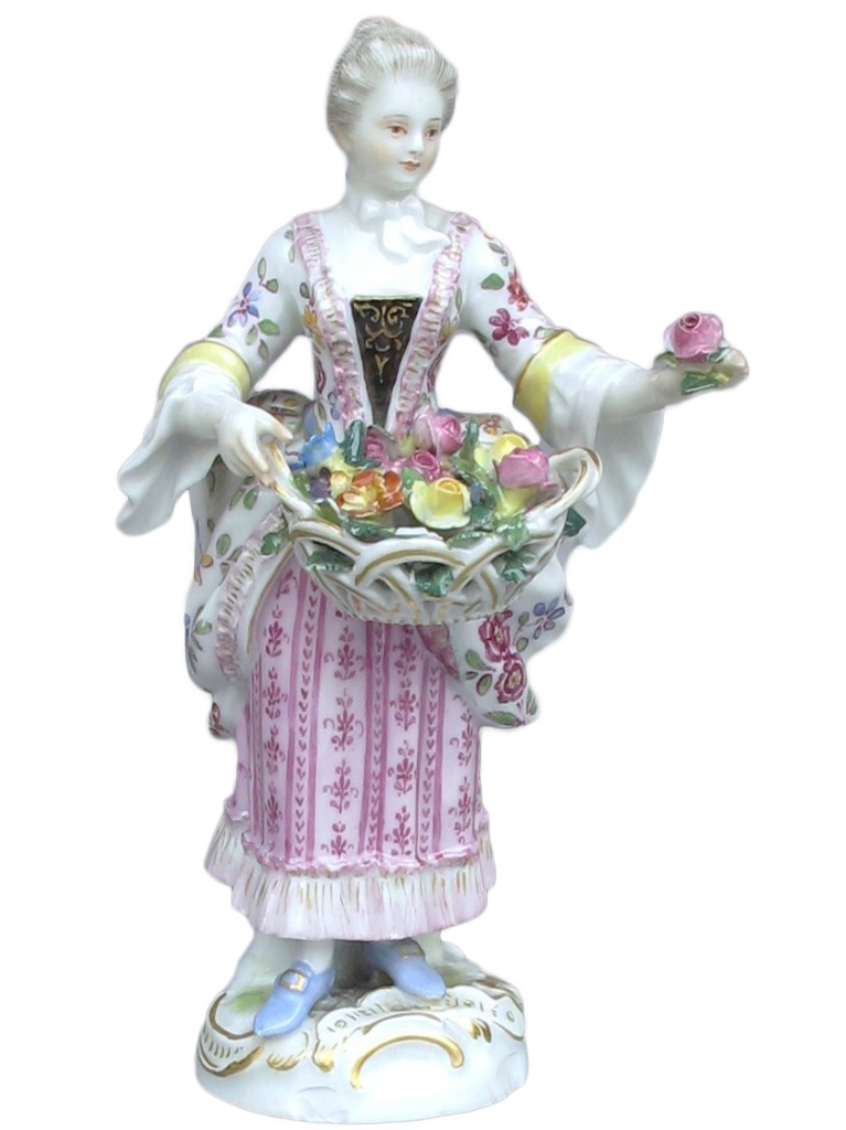 マイセン　人形　磁器　パリの物売りシリーズ　花を売る女性